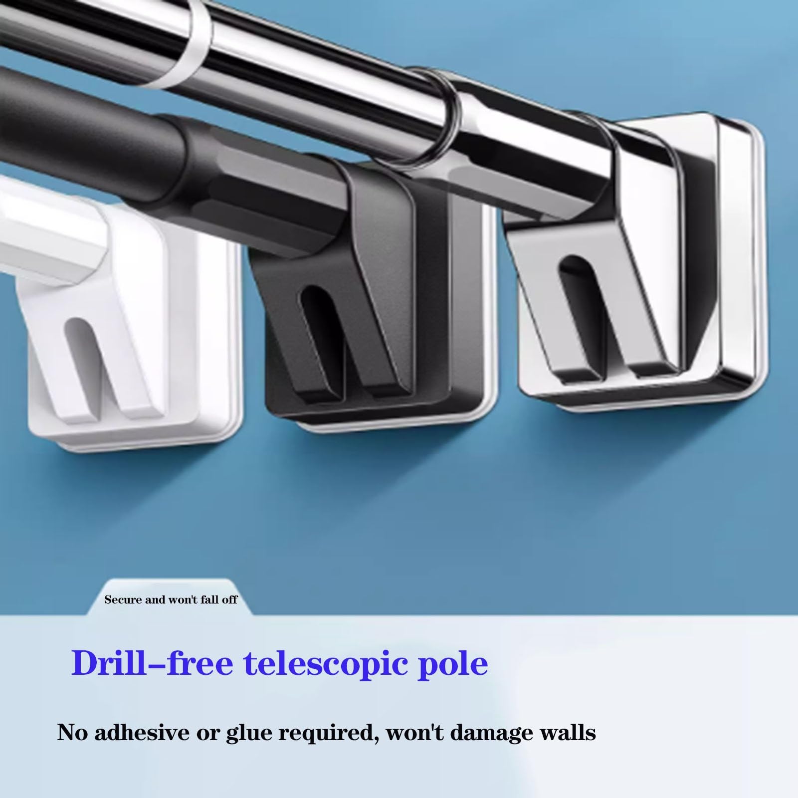 Regulowany drążek do zasłony prysznicowej NoDrill – wytrzymały i łatwy w instalacji do salonu i sypialni, biały, 1,52,20 m, idealny do wszechstronnego użytku domowego