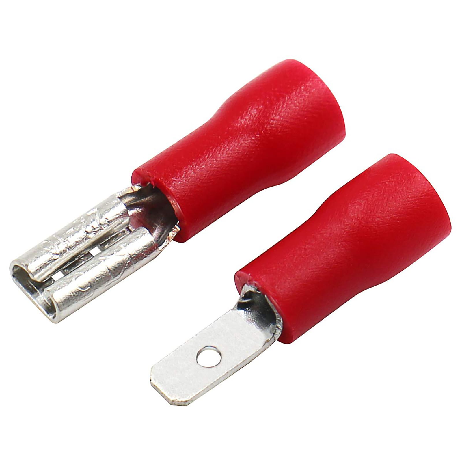 Baomain 0.11" Female & Male Spade Connectors 22-16 AWG Insulated Crimp Terminals Quick Disconnect Electrical Wire Connectors,Red (200-Pack)