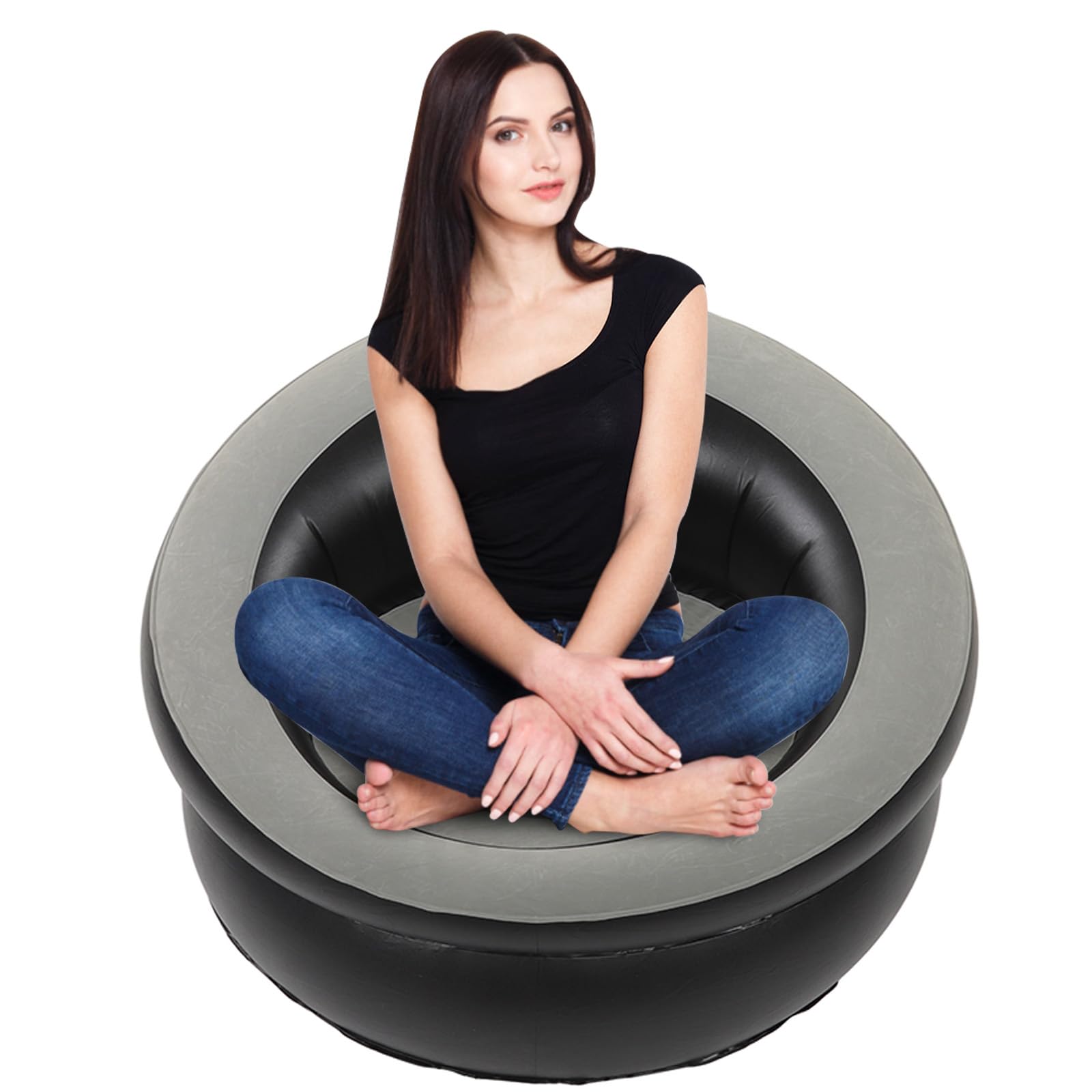 Inflatable Chair Sofa Blow Up (Gray)