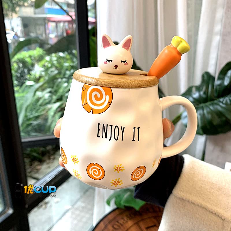 Amazon.co.jp: 韓国風かわいいキャラクターウサギの陶磁器マグカップ蓋