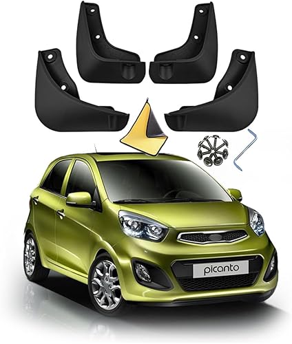Guardabarros de coche para Kia Picanto 2011-2018 Molded Personalizado Delantero y Trasero Guardabarros Guardabarros Kit de 4 Piezas Accesorios disponible en Yaxa Guatemala