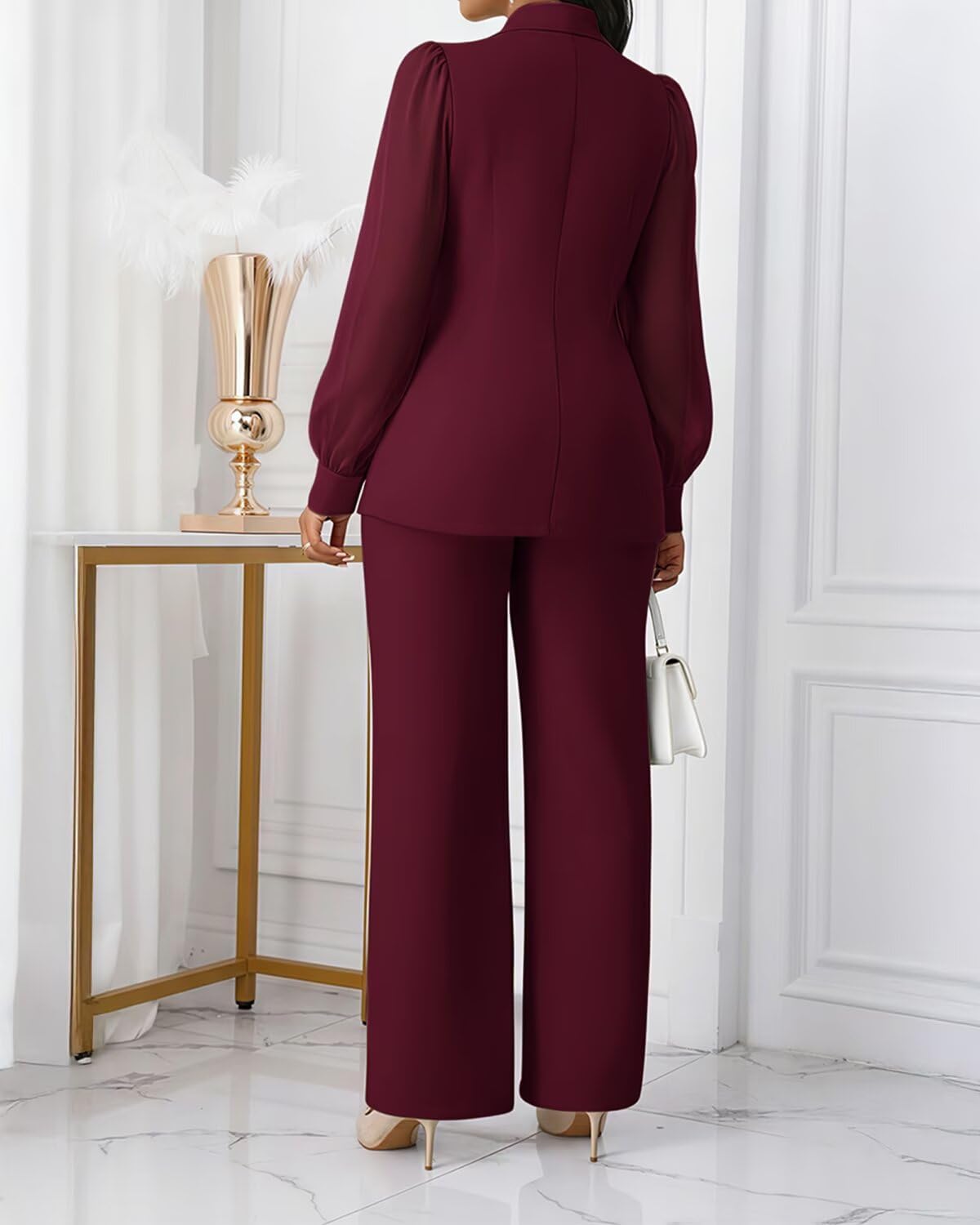 Kafiloe Women's Suits 2 Piece Set Dressy Long Sleeve Blazer Pants Suits Work Office Business Casual Outfits - Image 5