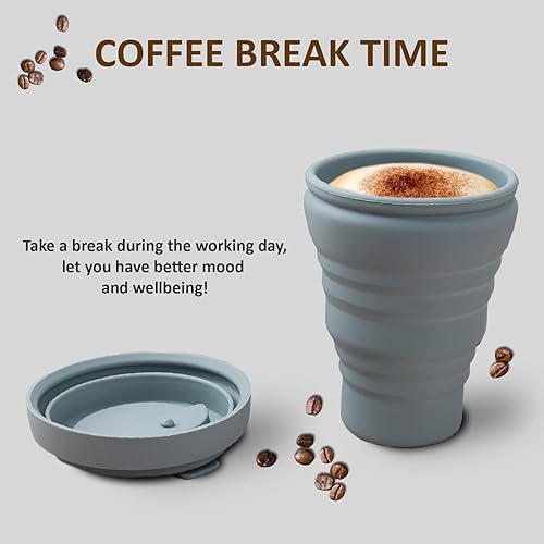 Miniatura 4 de taza de café de viaje taza plegable vaso aislado batido con tapa silicona reutilizable para ir plegable de silicona plegable agua fría caliente té -