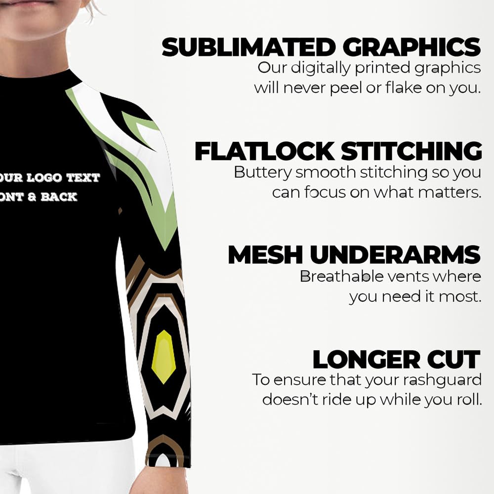 DEHAHA Design Your Own Boys Girls Gym Training Rash Guard Shirt for Boxing Muay Thai,Small(6 Years)