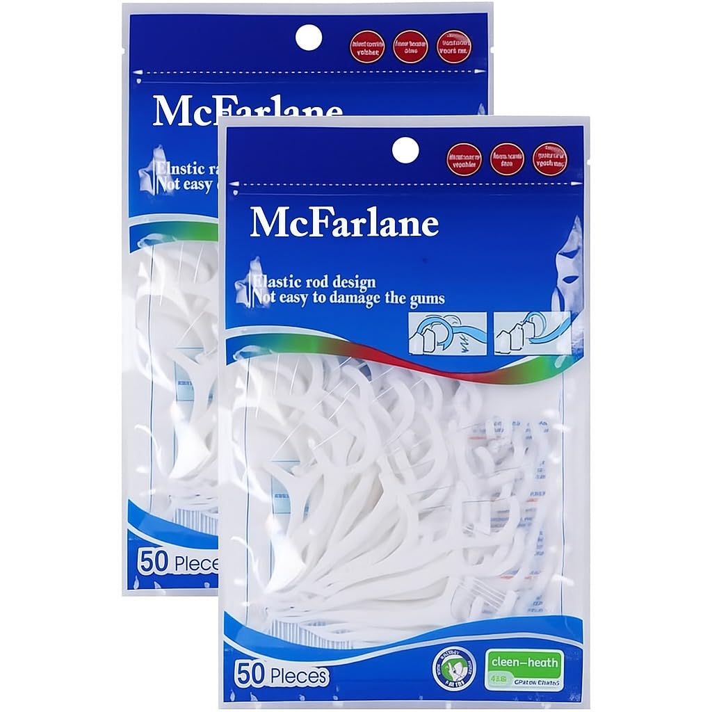 Pack of 100 Tooth Cleaning Dental Floss Fresh Toothpick Cleaners Disposable Teeth Flossing Thread Toothpicks with tongue cleaner Stick Set 50 for Healthy and Breath Gums