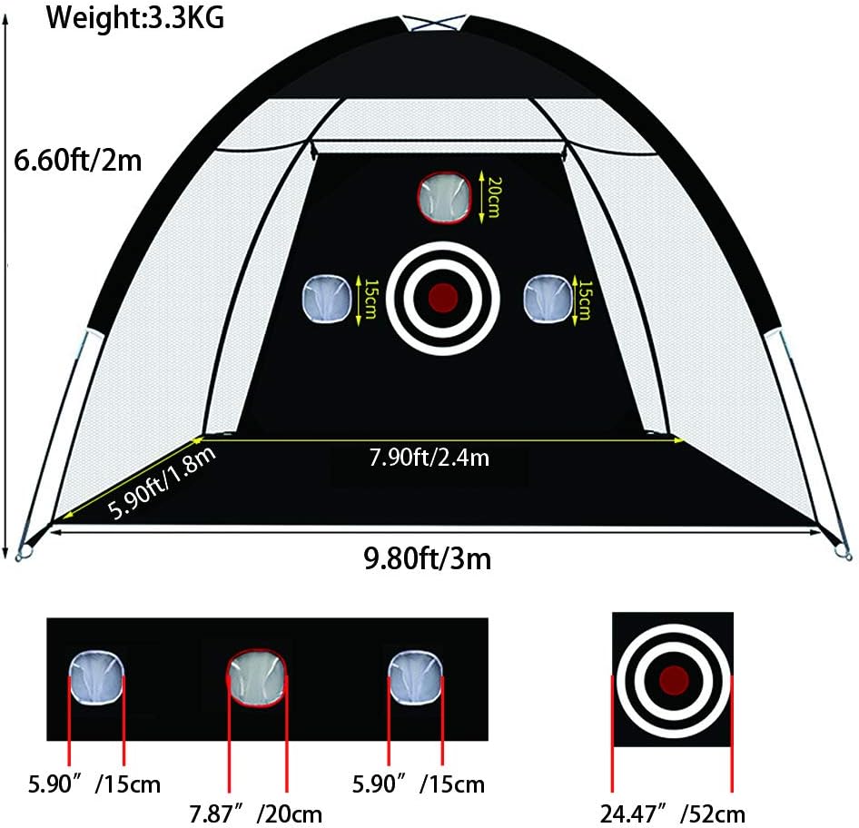 Golf Hitting Net, 10x7ft Golf Nets for Backyard Driving, Golf Practice Net with Chiping Net, Golf Swing Trainer Aid-1 Golf Mat -6 Golf Balls-1 Golf Tees-1 Swing Corrector, Golf Gifts for Men/Women : Sports & Outdoors