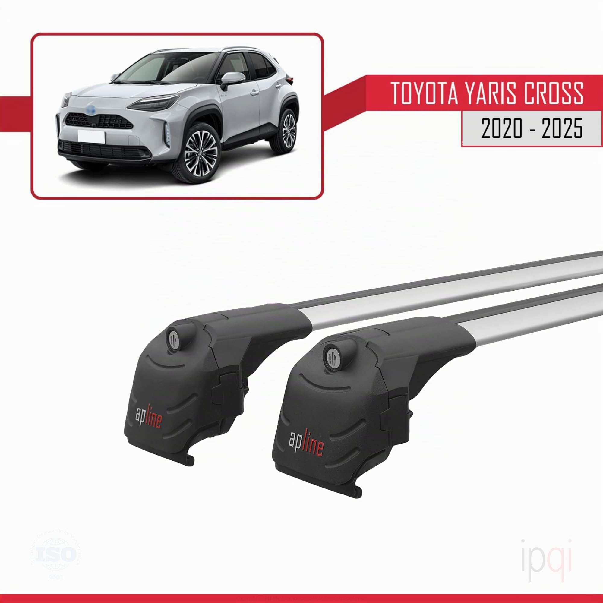 Compatible con Toyota Yaris Cross 2020-2022 Ace-2 Barras de Techo Auto Portaequipajes Barras Transversales Gris Aluminio 2 Barras