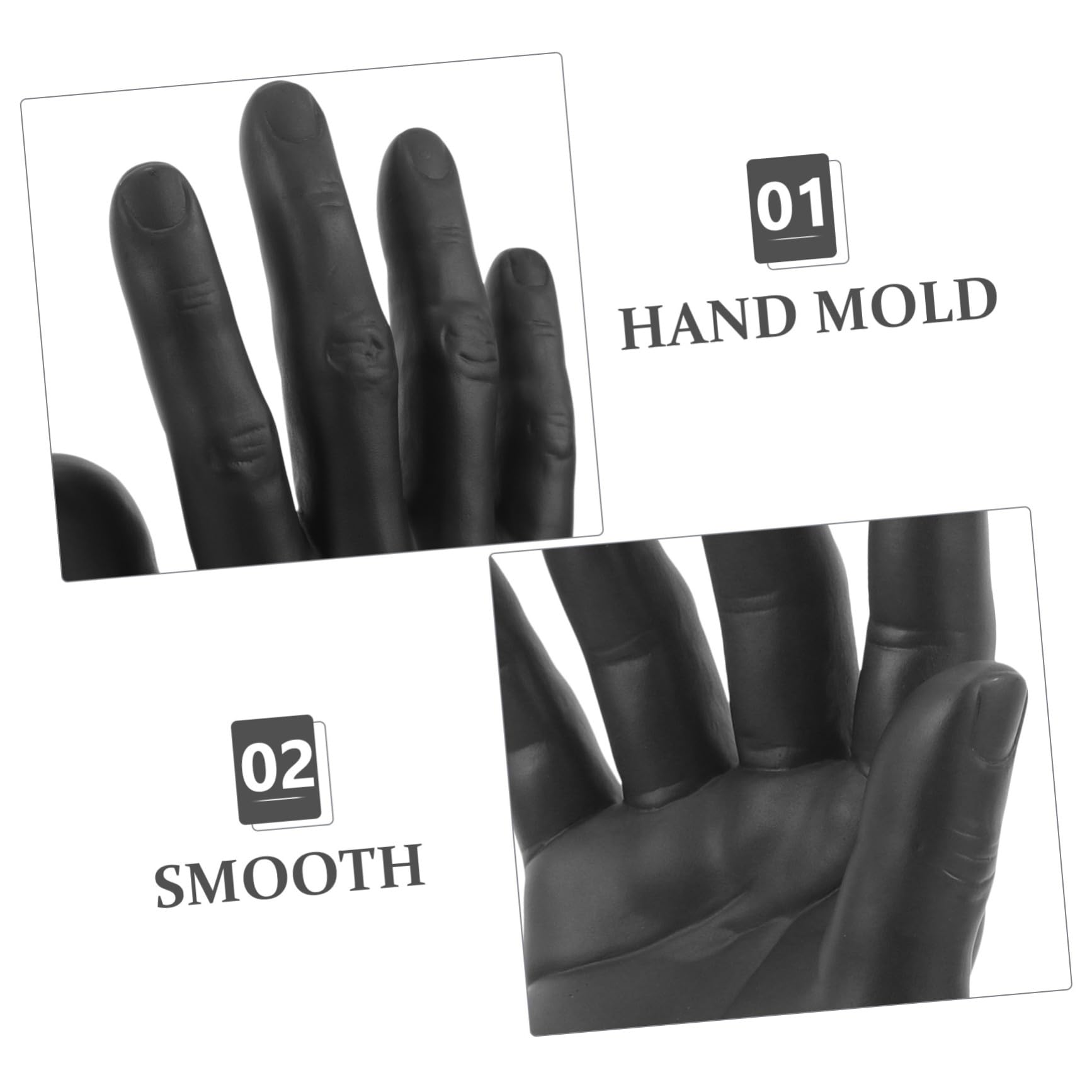 Présentoir Bague en Vinyle Noir Léger Surface Lisse, Affichage Main Masculine pour Organiser Bijoux et Exposer la Maison