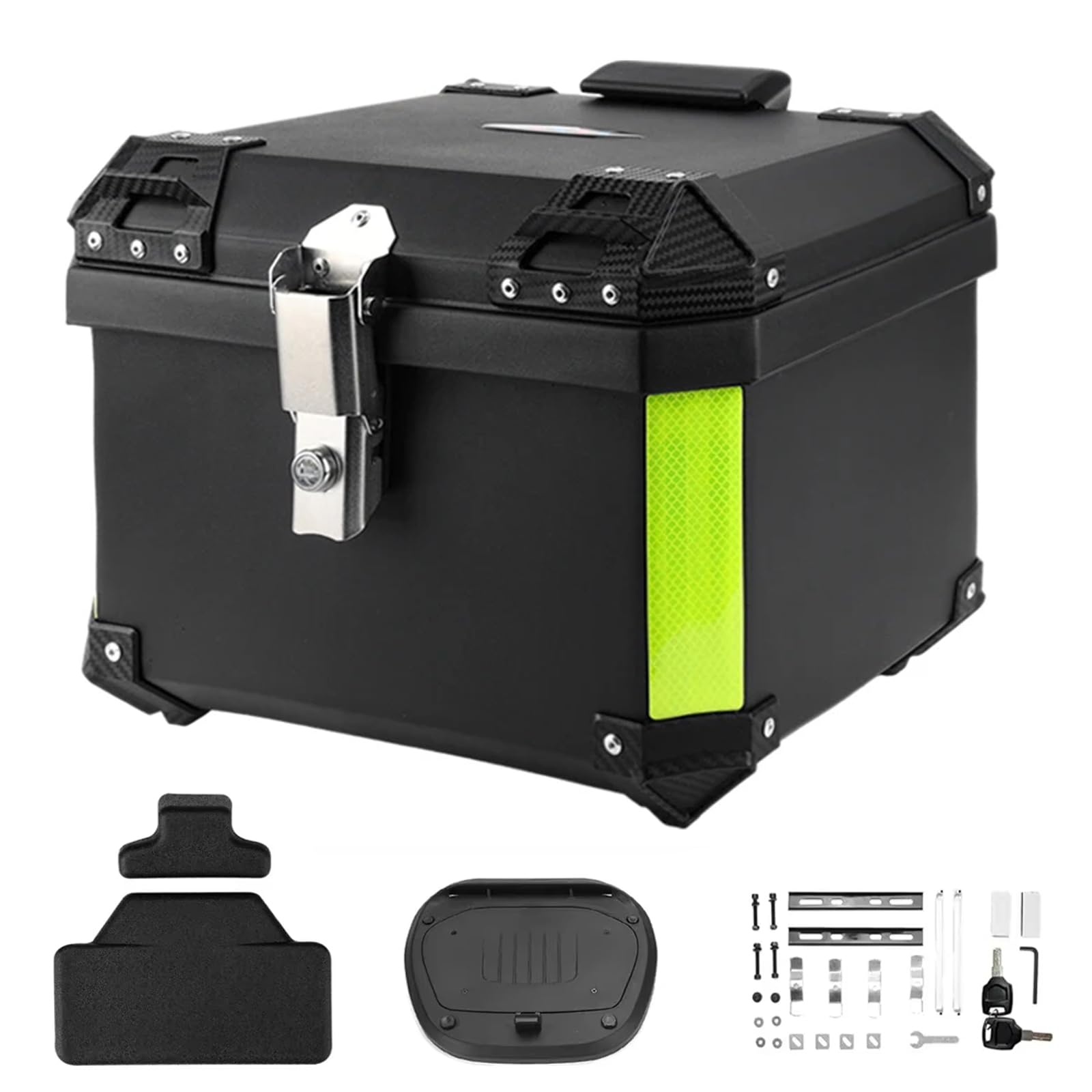 Top Case Universal para Motocicleta, Caja de Cola de Motocicletas, Cofres de Moto para Almacenamiento Cascos con Cerradura de Seguridad, Plástico ABS Impermeable Top Box (45L)