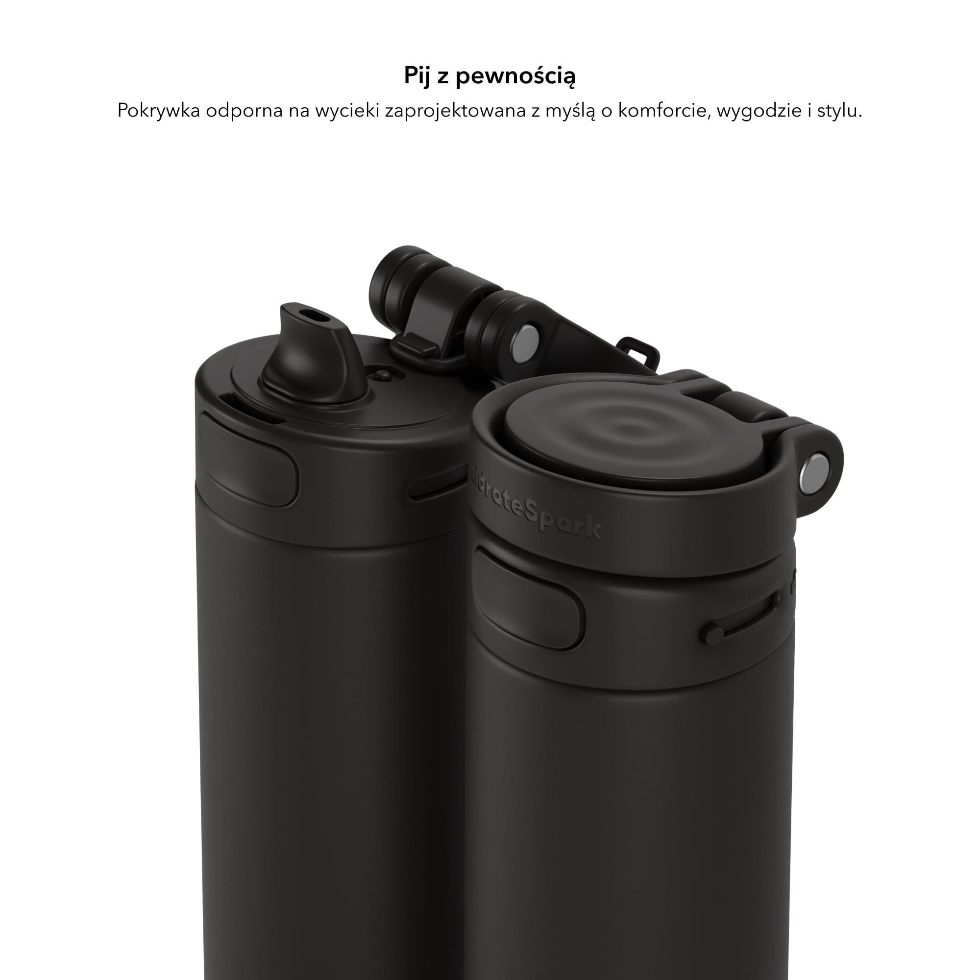 HidrateSpark PRO 2 Butelka Inteligentna – 621 ml Stal Nierdzewna Izolowana, Monitoruje Nawodnienie, LED & Dźwięk Przypomnienia, Bluetooth App, Korek ze Słomką, BPA-Free, Czarna (z Apple Find My)
