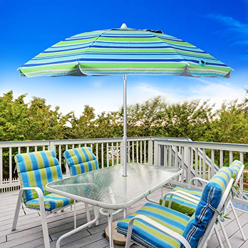 MOVTOTOP Sombrilla de Playa Sombrilla de Playa 200 cm Ancla de Arena con Poste de Aluminio inclinable y protección UV 50+, Sombrilla portátil para Exteriores con Bolsa de Transporte para Patio(azul-2)