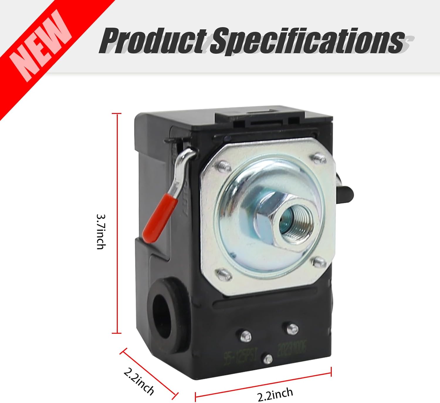 Heavy-Duty Air Compressor Pressure Control Switch with Unloader - 95-125 PSI TEK-LF10-1H-1-NPT1/4-95-125