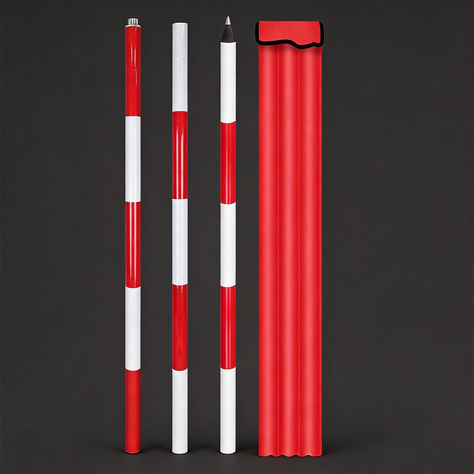 Aluminum Survey Pole, Surveying Aluminum Prism Pole - Sectional Prism Rod with Steel Tip for Land Surveying, Construction Layout, Engineering Measurement(3m/9.84ft)
