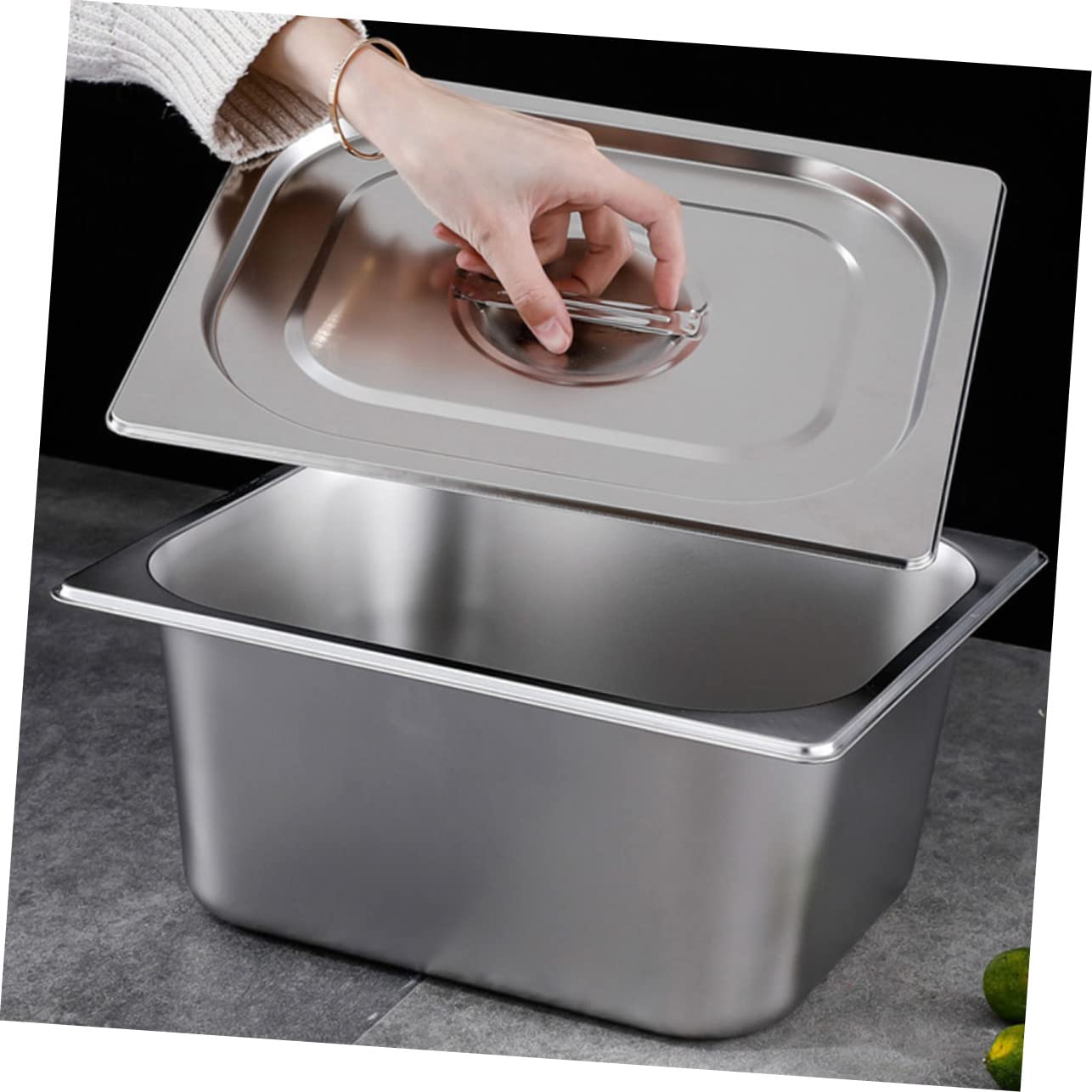DECHOUS Porta Cibo Da Buffet in Acciaio Inox 4 Scomparti 26,5x16,2x15 Cm Con Coperchio Vassoio Da Portata Per Catering Feste Ristoranti Cucina Professionale