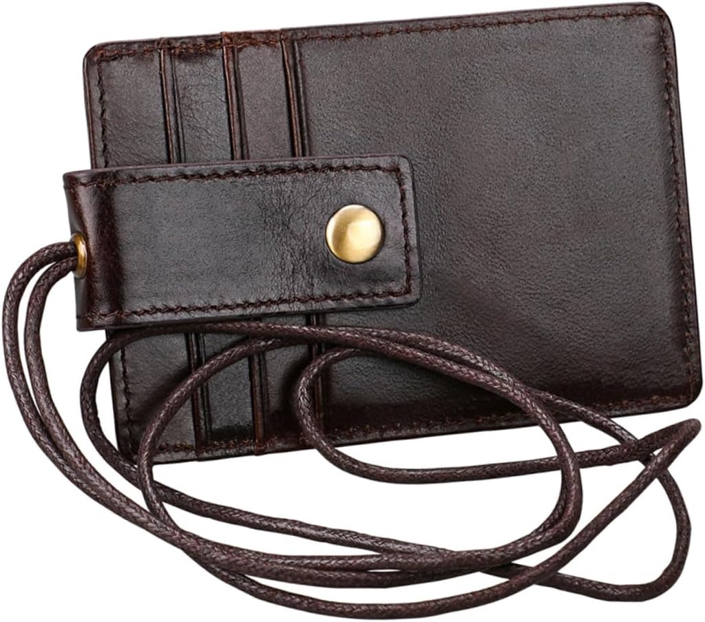 NUOBESTY Porta etichetta con nome Cordino Porta badge identificativo Supporto da appendere Supporto in pelle Permesso di lavoro per bambini