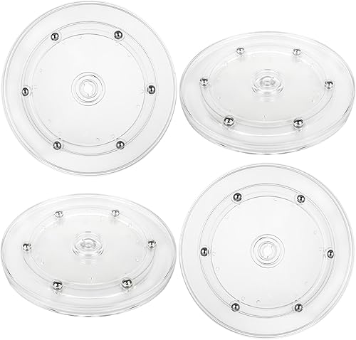 Juego de 4 platos giratorios pequeños Lazy Susan de 6 pulgadas de acrílico transparente Lazy Susan con rodamientos de bolas de acrílico, bandeja