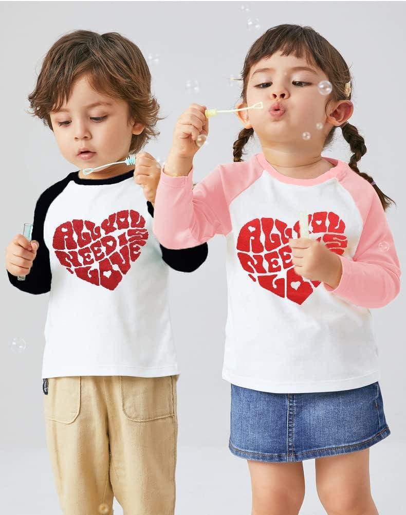 Big Sister Shirt for Toddler Girls Love Heart T-Shirts Raglan Long Sleeve Cotton Tops Birth Clothes 2-8 Years