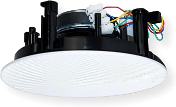 CSK-613HT 2-Way Frameless Ceiling Speaker; 100V Line with Transformer; 6.5" Bass Speaker with 1" Tweeter; Magnetic Frameless Grille and ABS Baffle; Power Taps of 30W/15W/7.5W; Flush Mount