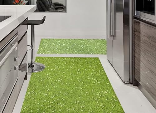 Tappeto in vinile stampato fiori con prato digitalizzato per soggiorno cucina ingresso WC o camera da letto con retro in PVC antiscivolo