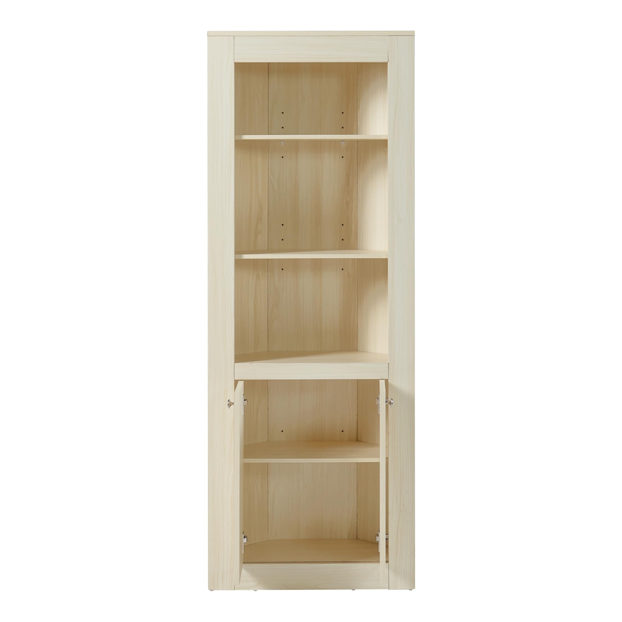 [en.casa] Eckschrank Eura Wohnzimmerschrank mit 2 Türen Hochschrank Bücherschrank Aktenschrank mit 3 offenen Ablagen Eckregal für Wohnzimmer, Büro, Flur 170x62x30cm Eiche
