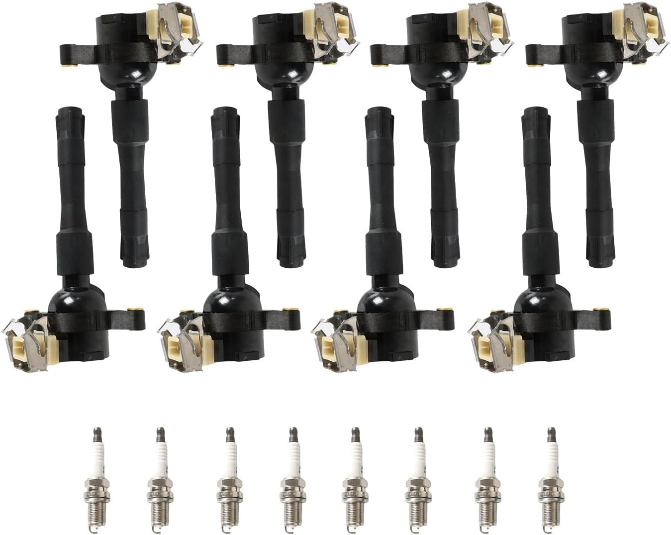 UF354 Ignition Coil Iridium Spark Plugs Set of 8 Fits for Range Rover X5 M5 540i 740i 740iL 840Ci Z8 2000-2005 Replacement 12131703227, 12131703228