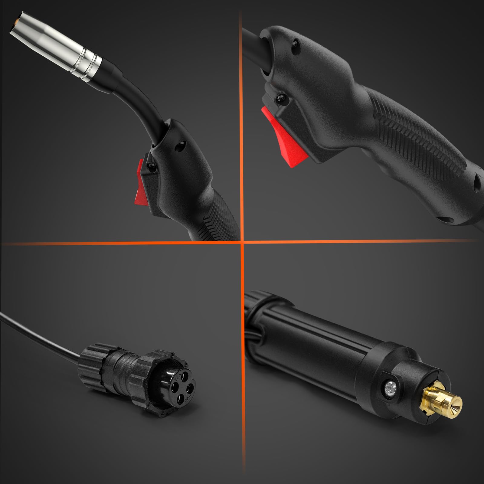 HITBOX MIG - Antorcha de soldadura MB14AK, manguera de 2,5 m con conector estándar, enchufe de aviación GX16-04, incluye puntas de contacto de 0,8 mm y 1,0 mm, accesorios de soldadura MIG
