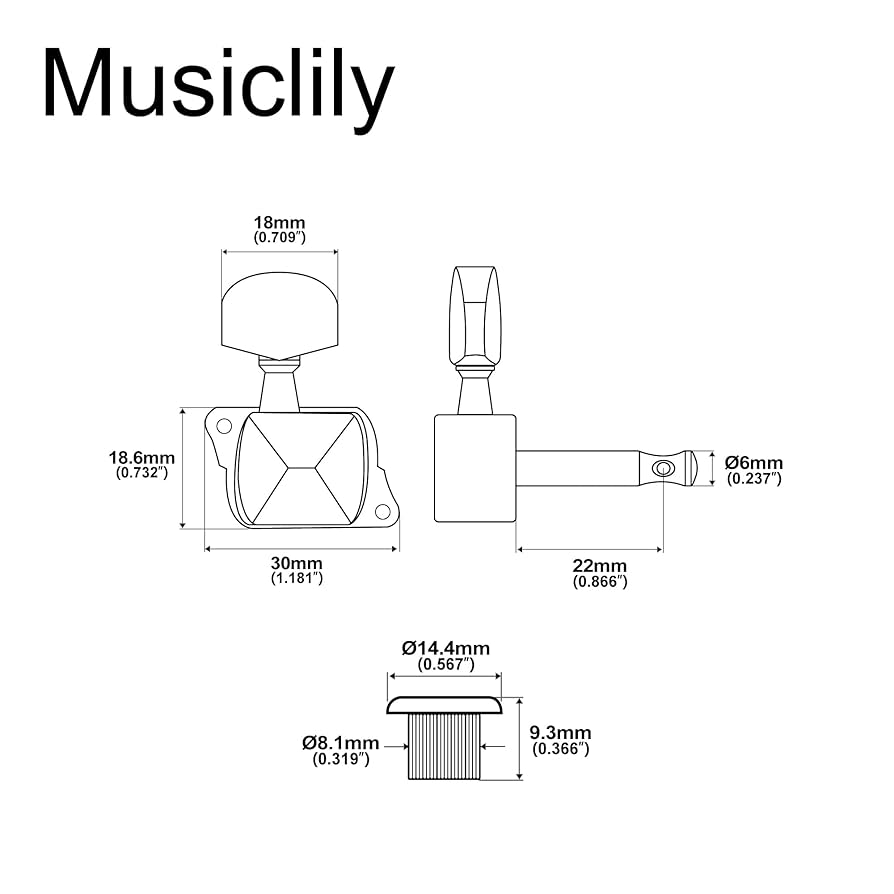 エレキギター用片連糸巻き(6連/ebony) エレキギター用片連糸巻き(6連/ebony)