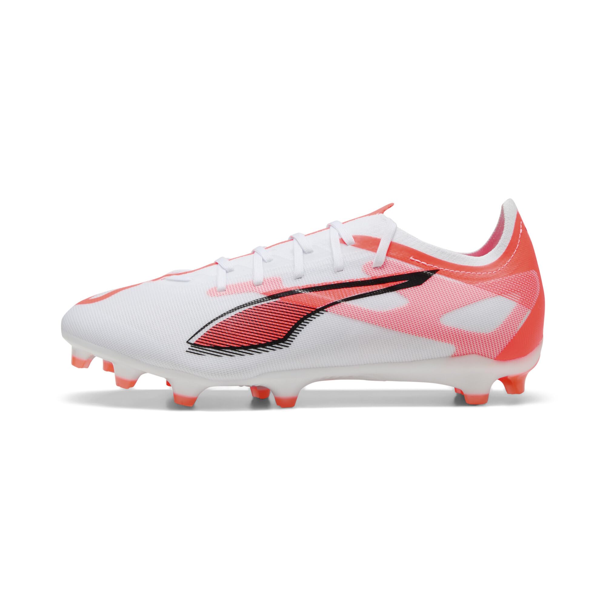 Puma - Ultra 5 Match FG/AG, Zapatillas de fútbol Unisexo, Puma White-Puma Black-Glowing Red,