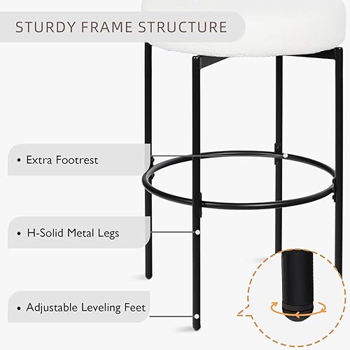 Miniatura 6 de AODAILIHB Juego de 2 taburetes de bar giratorios con respaldo y patas de metal, sillas de isla altas con reposapiés, silla alta de bar de cocina de
