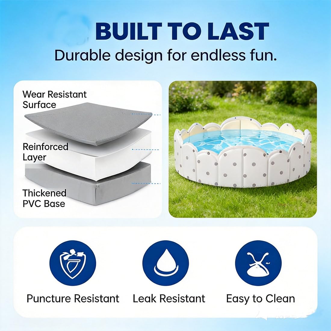 Piscina para Perros, Piscina Plegable Sin Inflado de PVC Resistente a Pinchazos, Bañera Portátil para Perros Pequeños y Grandes, Jardín Exterior Verano Viaje Playa (120CM)