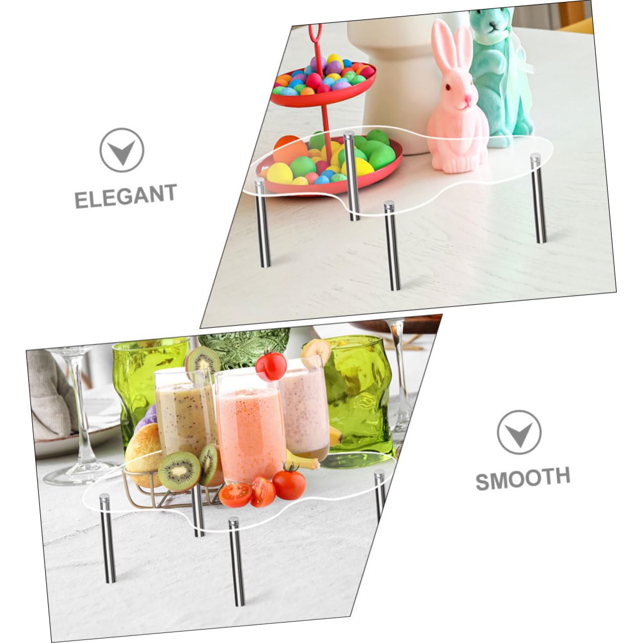 Veemoon Présentoir à Gâteaux en Acrylique Transparent 3 Pièces Multi-Niveaux Support Cupcakes et Desserts Taille Moyenne à Extra-Large pour Anniversaires Mariages et Événements