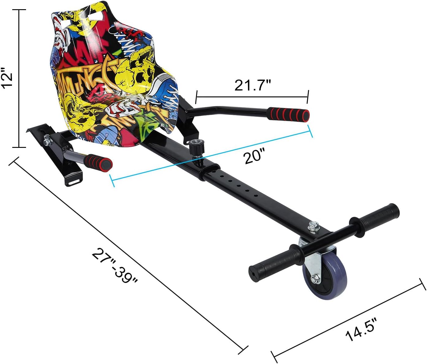 Hoverboard Go-Kart Attachment for Kids & Adults - Compatible with 6.5"-10" Hoverboards - Safe, Adjustable, and Easy to Assemble