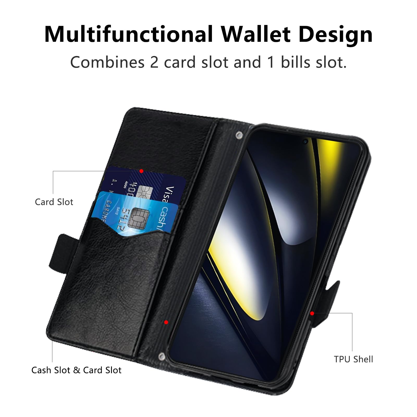 SEAHAI Leder Flip Hülle Für Xiaomi Poco F6 Pro 5G – Mit Ständer, Kartenfach & Magnetverschluss