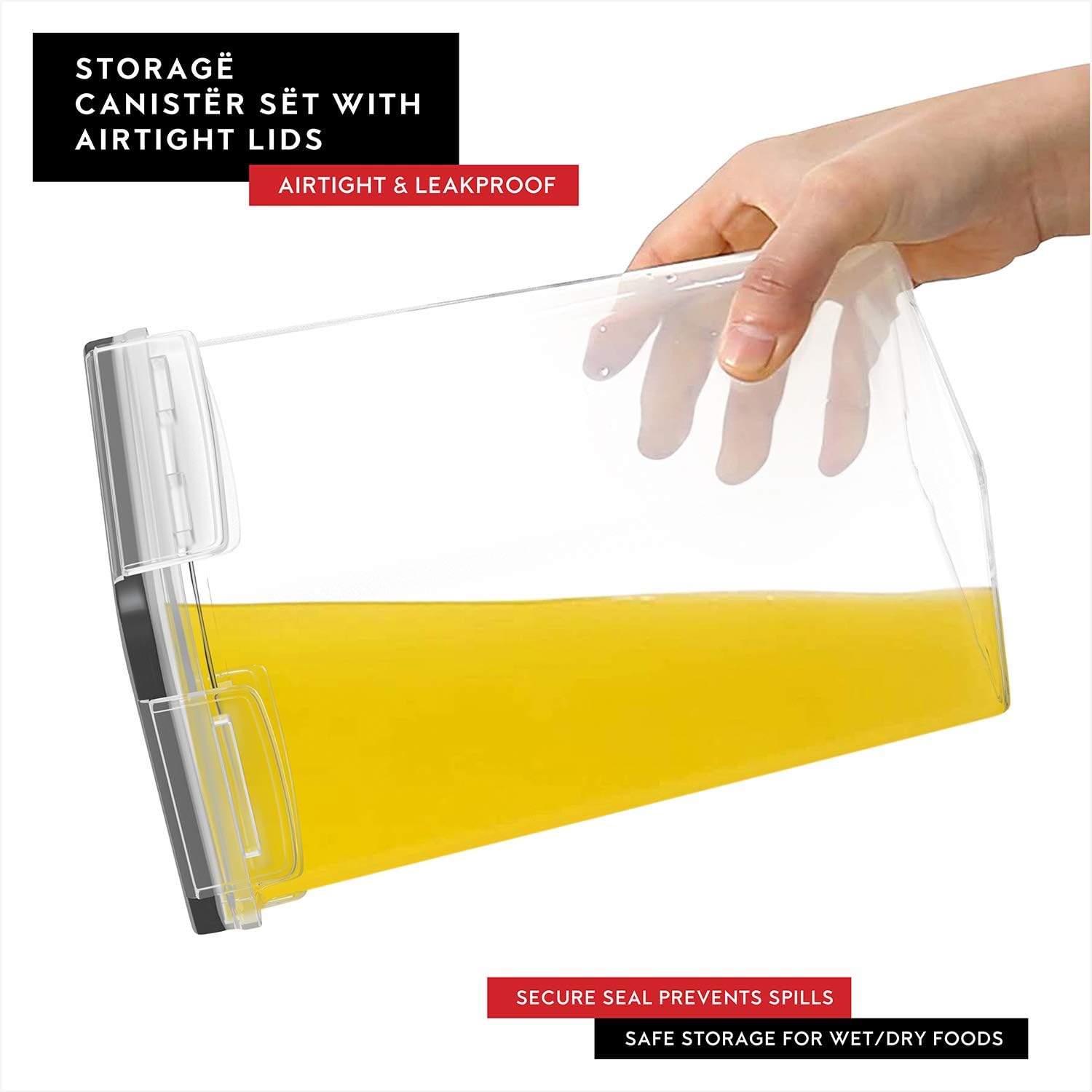 DWËLLZA KITCHEN Airtight Food Storage Container Set - 6 Pieces 2.0L - Plastic BPA Free Kitchen Pantry Storage Containers - Dishwasher Safe - Include 8 Labels and Marker - Keeps Food Fresh & Dry - Image 3