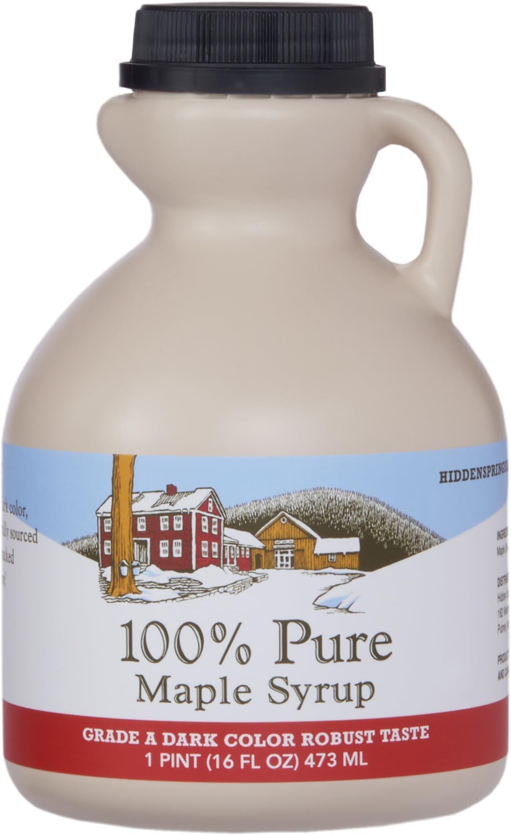 Hidden Springs Maple Dark Pint 100% Pure Maple Syrup USA/CAN, BPA-free Jug