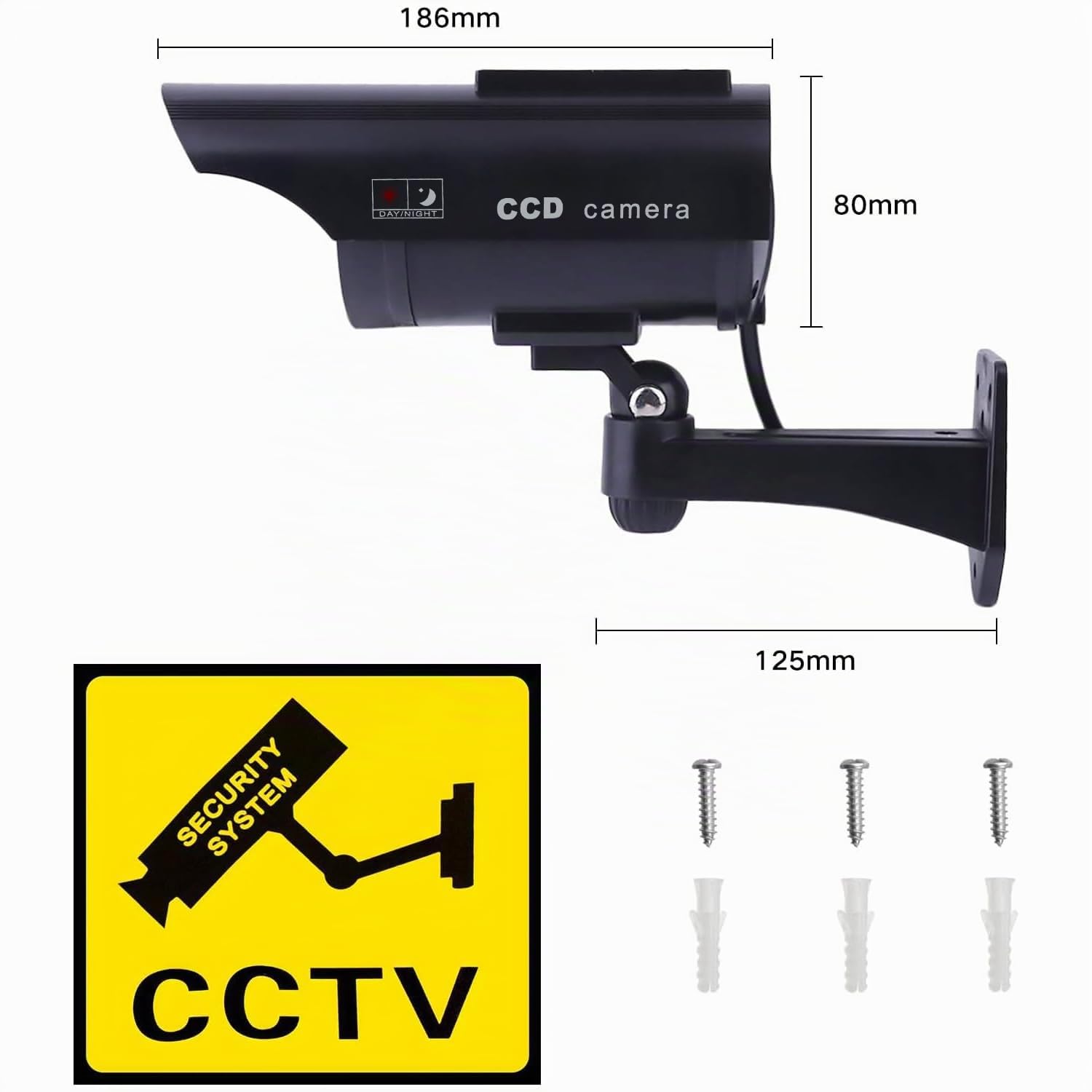ERWEY 2 pièces Caméra Solaire LED Flash caméra virtuelle, caméra de sécurité Solaire CCTV analogique Surveillance virtuelle caméra de sécurité, Noir