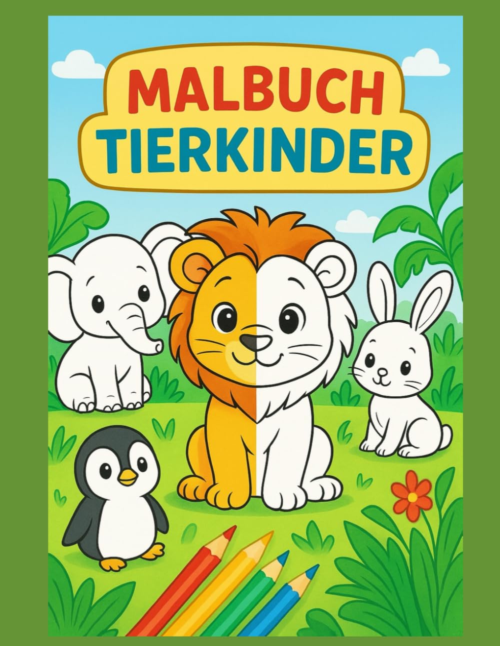 Malbuch Tierkinder: Kreatives Malbuch für Kinder, Tiermalbuch Geschenk Kinder