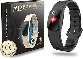 KASTWAVE Anti-Static Wristband, Intelligent Wireless Adjustable Electrostatic Removal Bracelet with Anion Technology, Waterproof Silicone Band for Static Discharge (M12 Black)