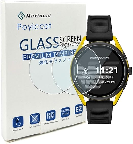 Amazon Com Pack Of 2 Tempered Glass Screen Protector For Emporio Smartwatch 3 Screen Protector Poyiccot 9h Hd Scratch Resistant Screen Protective Film For Emporio Smartwatch 3