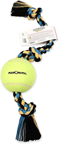 Vista 16 de Mammoth Flossy Chews - Tirón de 3 nudos con pelota de tenis estándar, juguete de algodón y poliéster de primera calidad para perros, juguete