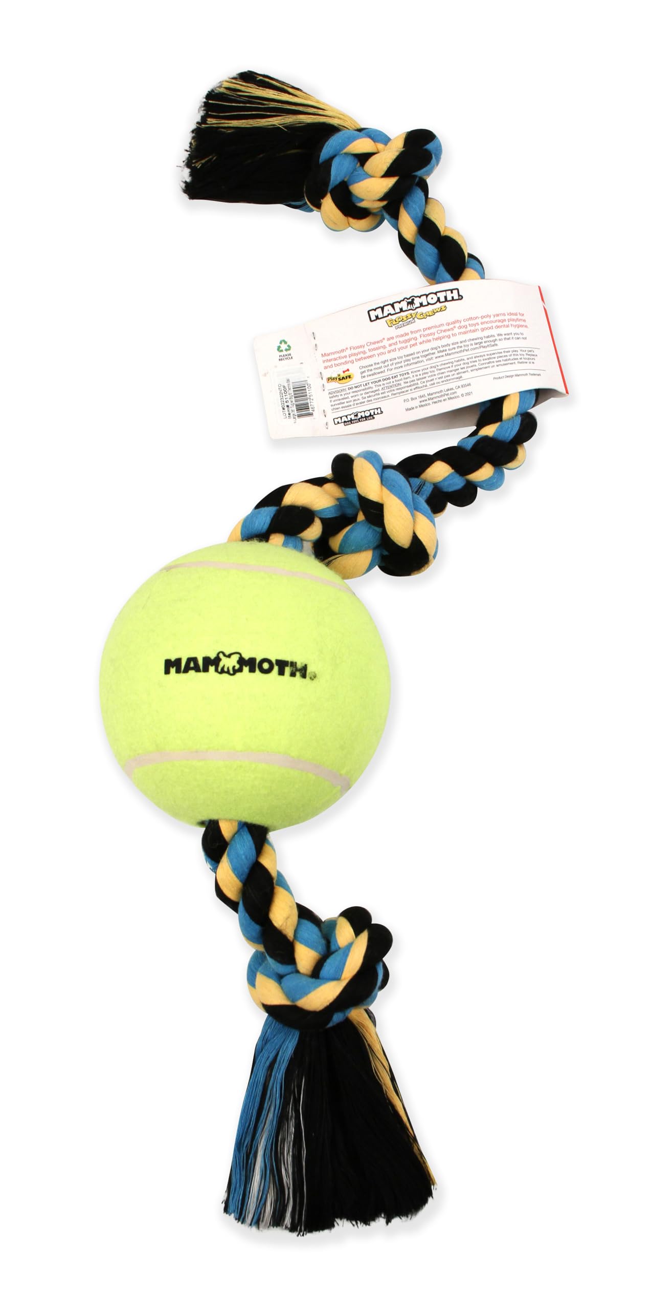 Mammoth Flossy, Kaubonbons Tug mit Big 6 Tennis Ball, Large, 91,4 cm