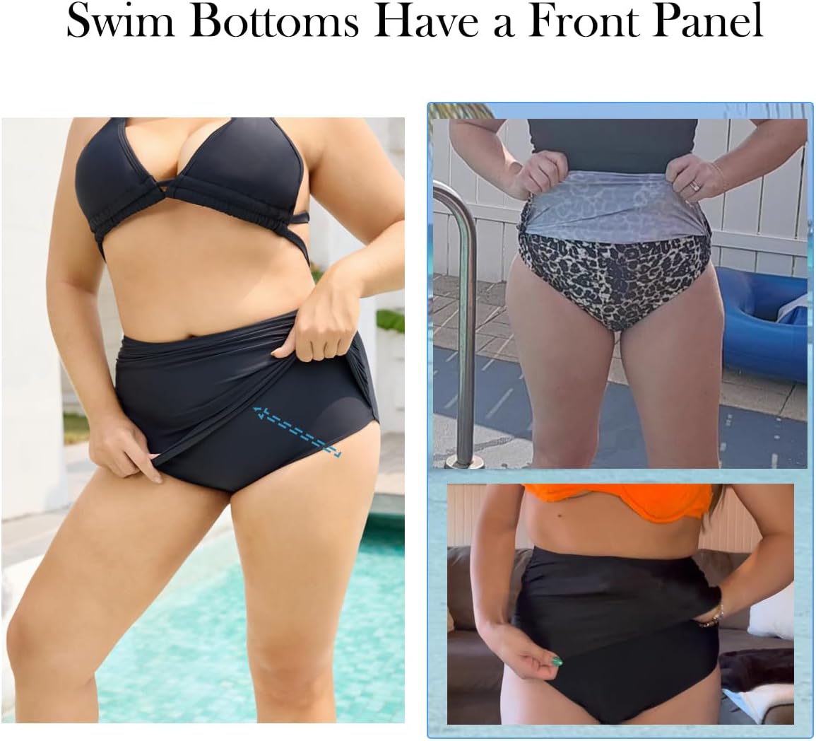 COCOPEAR Women's High Waisted Full Coverage Bikini Bottom Ruched Bathing Suit Bottoms for Women Tummy Control Swim Bottoms - Image 8