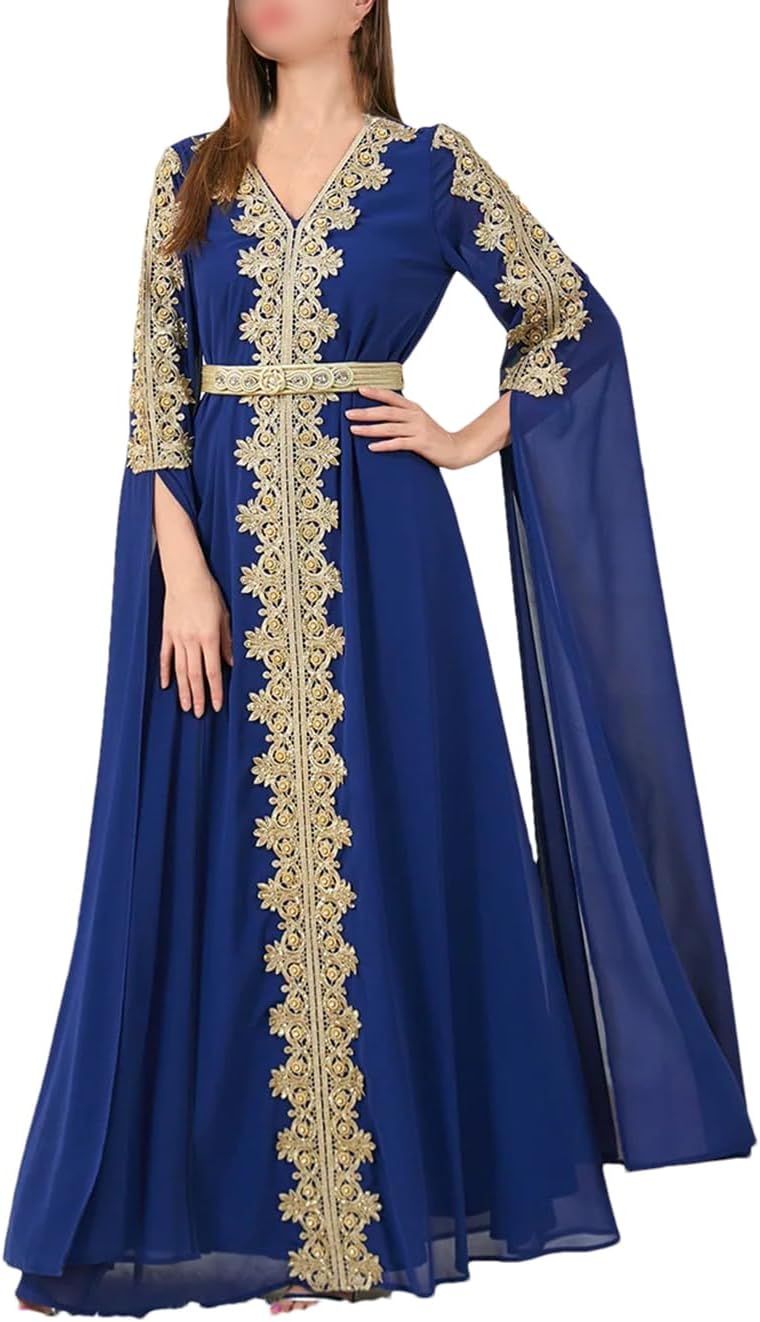 DBFBDTU Womens Muslim Abaya Dress V-Neck Embroidery Burkina Faso | Ubuy