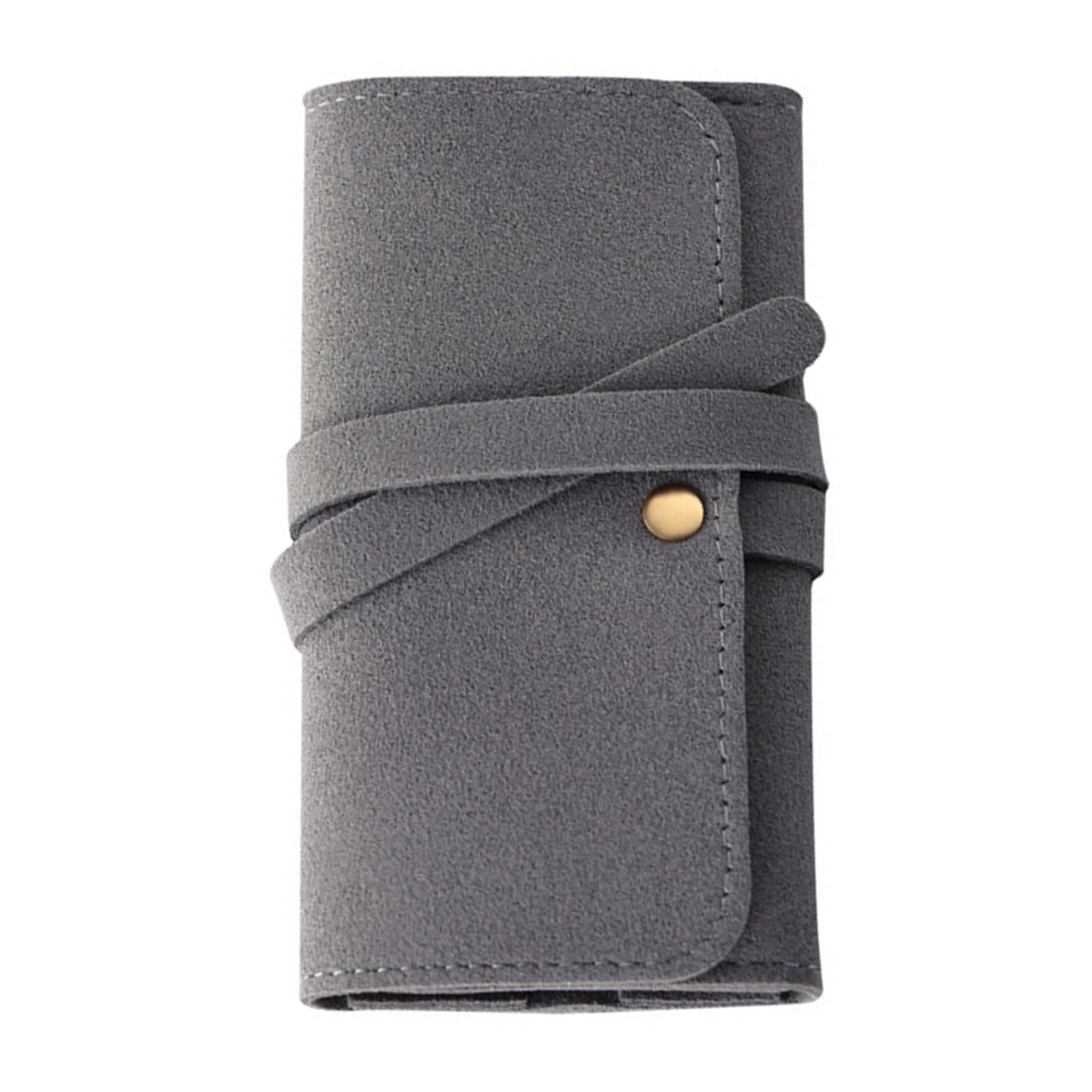 HZBB Stylish Multi-Layer Leather Jewelry Case for Earrings, Rings, Necklaces | Portable Travel with Secure Compartments Leather Jewelry Rolls with Multiple Pockets