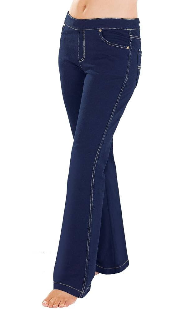 【COLOR iN ID】Blue black span bootcut jeans PajamaJeans Women's Bootcut Stretch Knit Denim Jeans in Blue