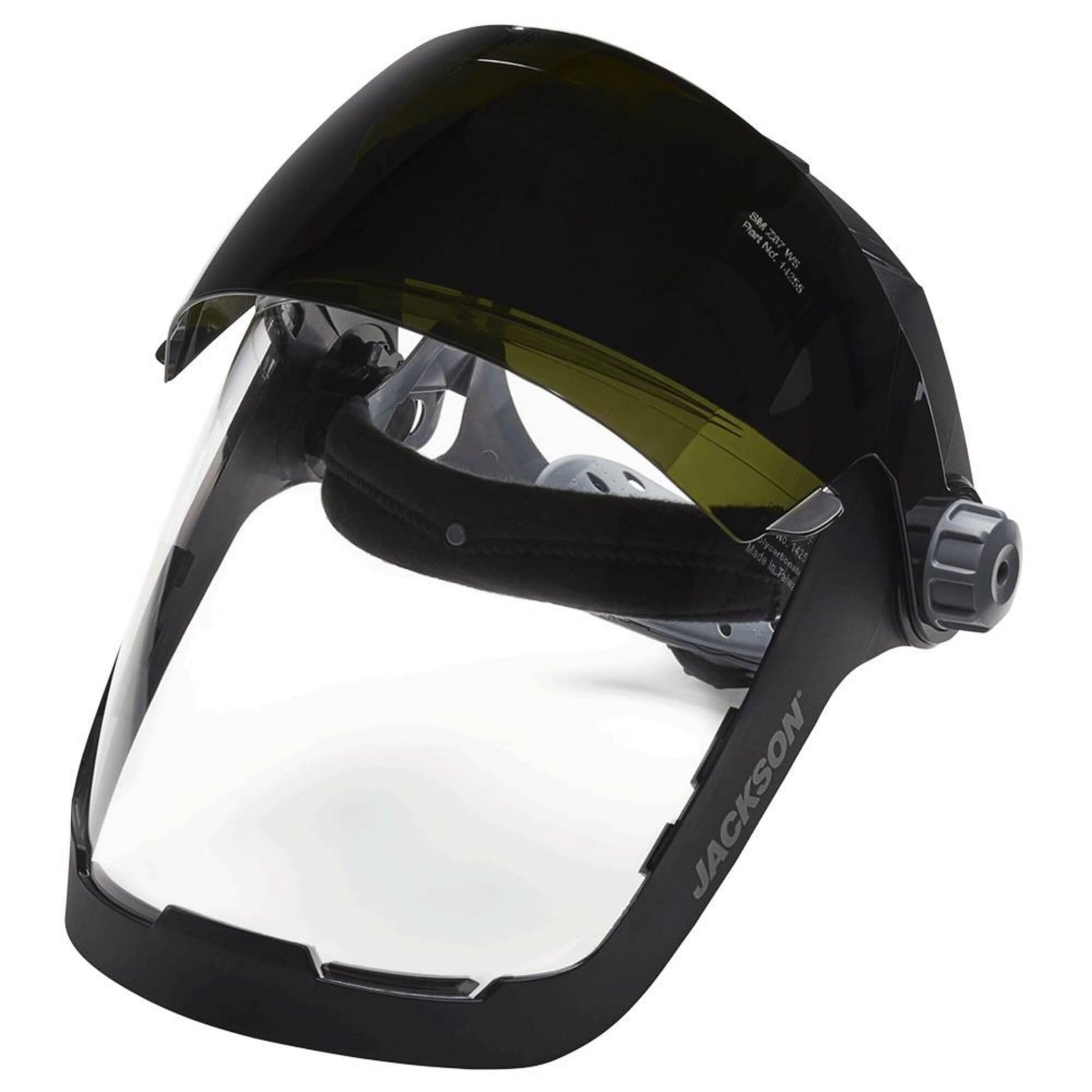 Jackson Safety 14230 Quad 500 Premium Multi-Purpose Face Shield/Face Guard; Ratcheting Headgear, Clear Tint, Anti-Fog Coating, Visor Face Protection with 5 IR Rated Flipshade