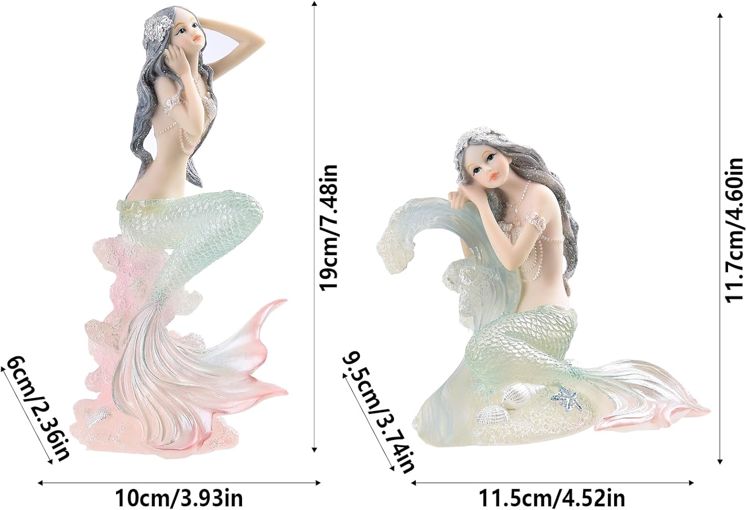 Cocoarm Mermaid Statue, Mermaid Figurine Mermaid Sculpture Home Decor Angel Garden Living Room Bedroom Office (1)