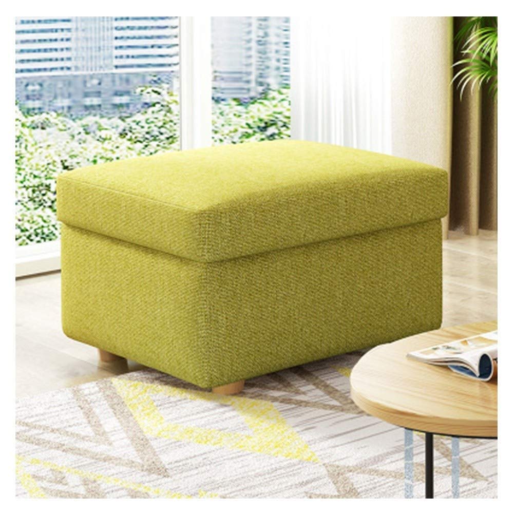 Repose-pieds ottoman en tissu vert 60x60x40 cm avec coffre de rangement pour salon