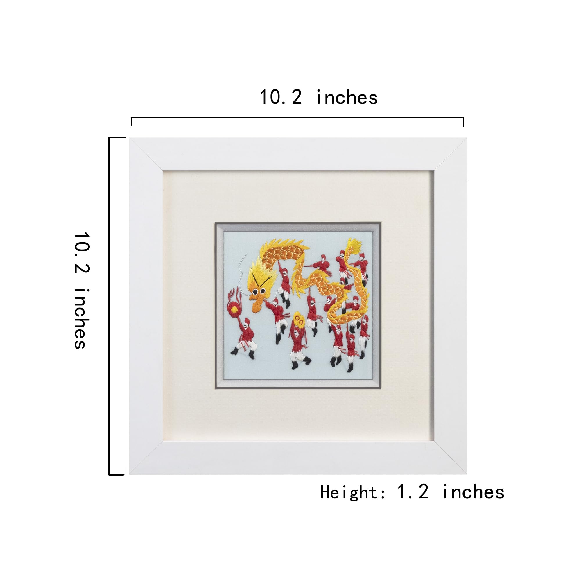 Ebherys Hunan Hand Embroidery Artwork, handmade paintings with wood frame hanging on the wall as room decoration home accessories, meaningful gifts for mother daughter and friends (Dragon Dance)