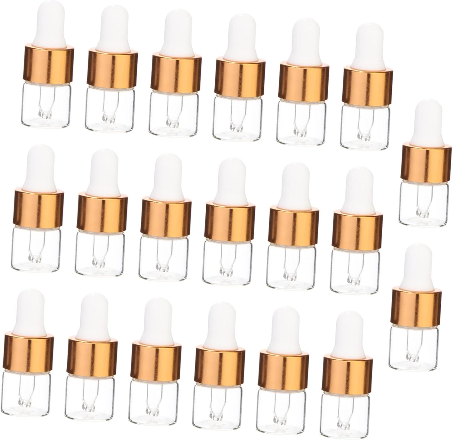 Ipetboom 100pcs 1ml Glass Essential Oil Dropper Bottles Lids Travel Sample Storage Containers for Oils and Liquids